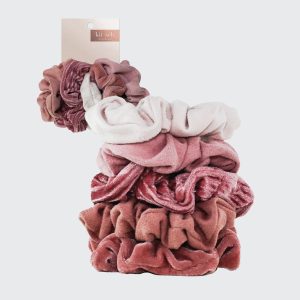 Blush & Mauve Velvet Scrunchies 5pc Set